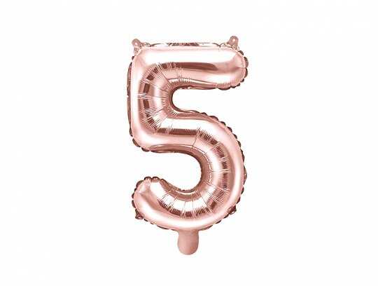 PartyDeco Folinis balionas "5" rožinio aukso, 35 cm