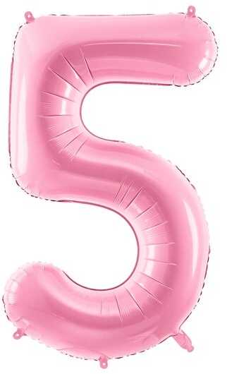PartyDeco Folinis balionas "5" rožinis, 86 cm