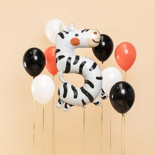 PartyDeco Folinis balionas "5" Zebras, 68x98 cm