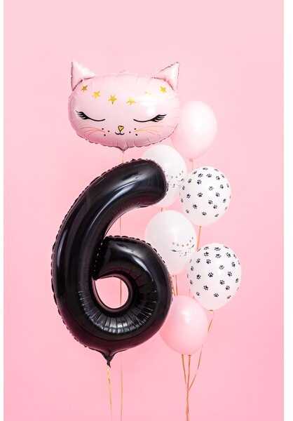 PartyDeco Folinis balionas "6" juodas, 86 cm