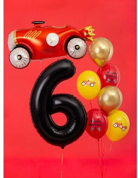 PartyDeco Folinis balionas "6" juodas, 86 cm