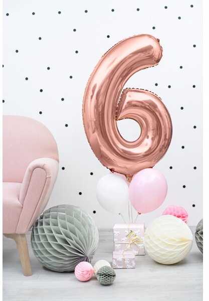 PartyDeco Folinis balionas "6" rožinio aukso, 86 cm