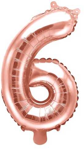 PartyDeco Folinis balionas "6" rožinio aukso, 35 cm