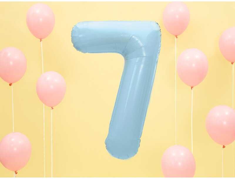 Party Deco PartyDeco Folinis balionas "7" melsvas, 86 cm