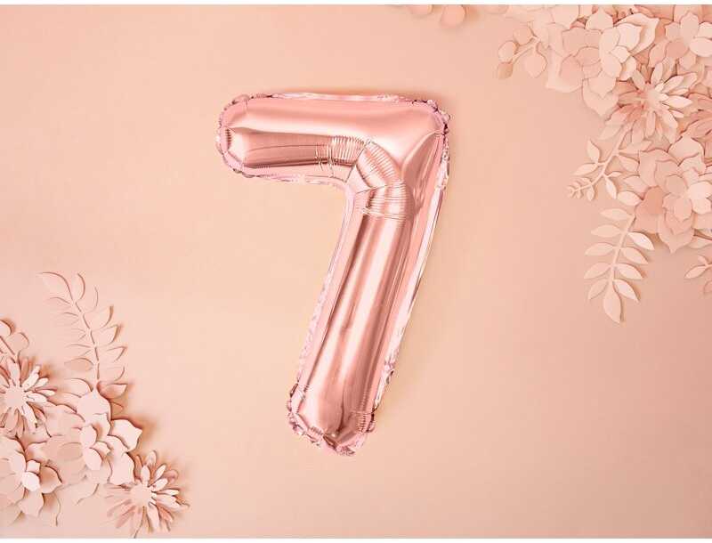 PartyDeco Folinis balionas "7" rožinio aukso, 35 cm