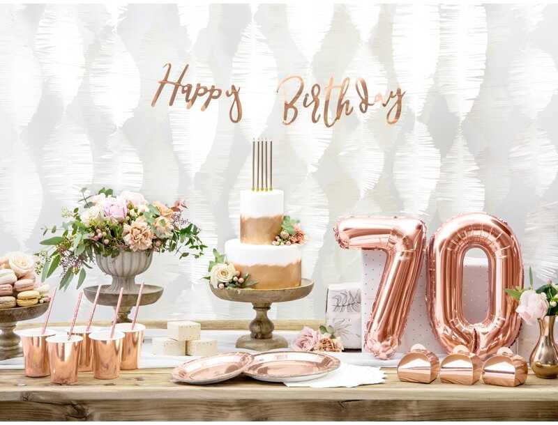 PartyDeco Folinis balionas "7" rožinio aukso, 35 cm