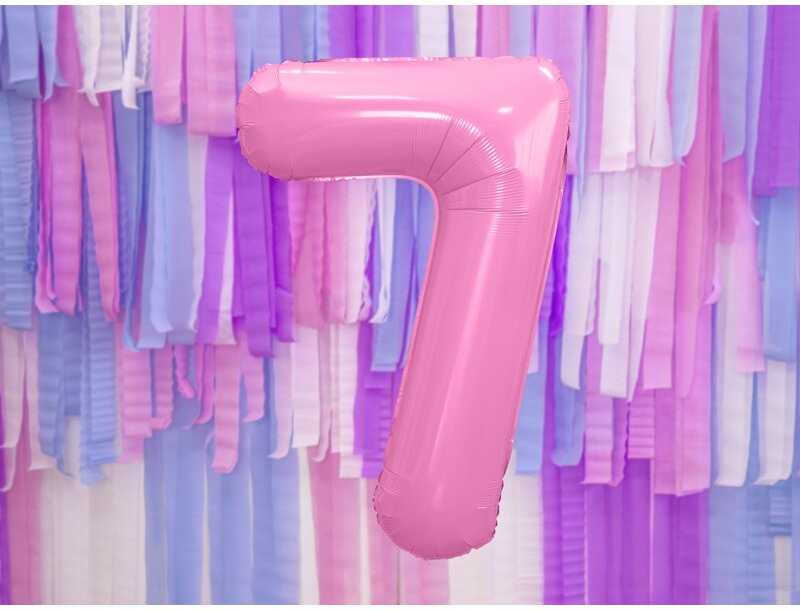 Party Deco PartyDeco Folinis balionas "7" rožinis, 86 cm