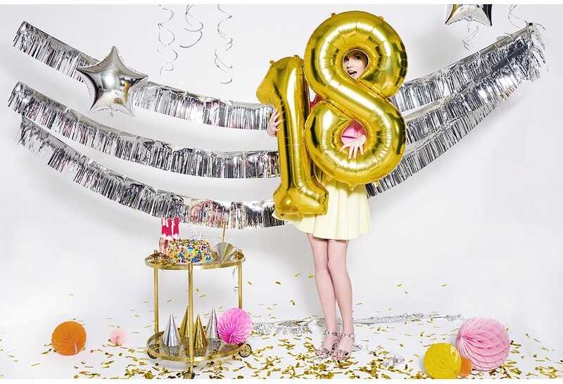 PartyDeco Folinis balionas "8" auksinis, 86 cm