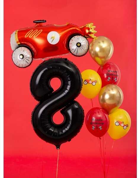 PartyDeco Folinis balionas "8" juodas, 86 cm