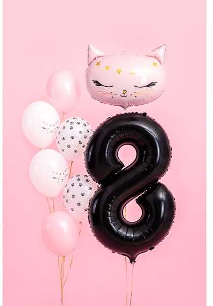 PartyDeco Folinis balionas "8" juodas, 86 cm
