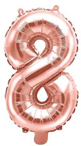 PartyDeco Folinis balionas "8" rožinio aukso, 35 cm