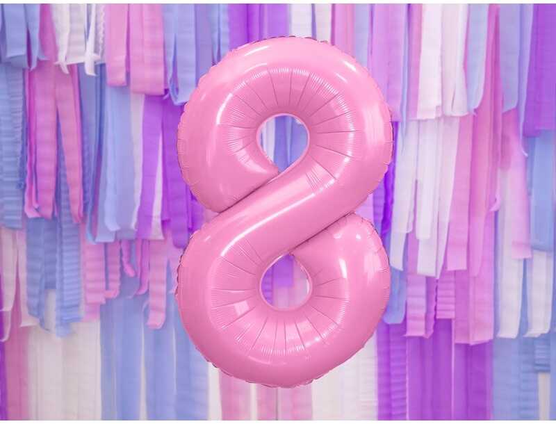PartyDeco Folinis balionas "8" rožinis, 86 cm