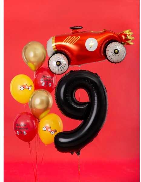 PartyDeco Folinis balionas "9" juodas, 86 cm