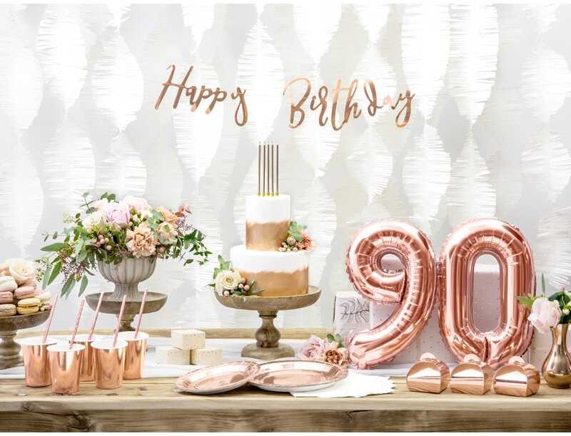 PartyDeco Folinis balionas "9" rožinio aukso, 35 cm