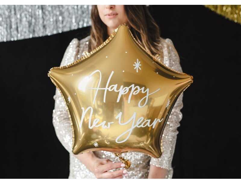 Auksinis žvaigždės formos Happy New Year balionas