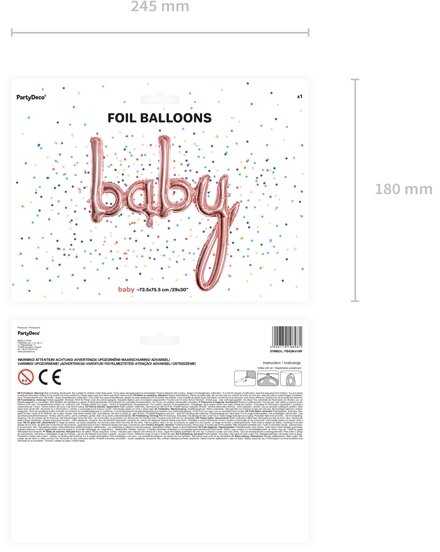 PartyDeco Folinis balionas baby rožinio aukso, 73,5x75,5cm