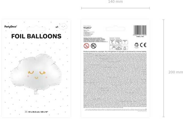 Party Deco PartyDeco Folinis balionas Debesėlis 51x35.5cm