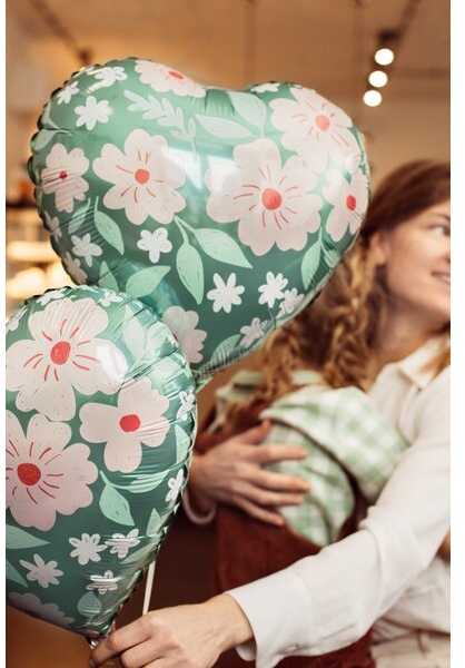 PartyDeco Folinis balionas Gėlėta širdis, 45cm