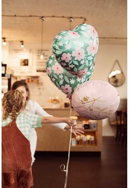 PartyDeco Folinis balionas Gėlėta širdis, 45cm