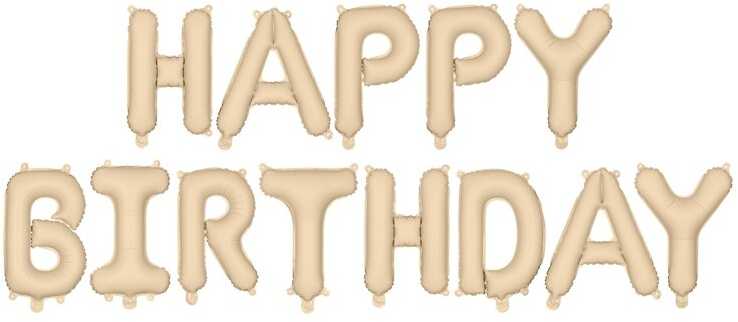 PartyDeco Folinis balionas Happ Birthday kreminis 340x35cm