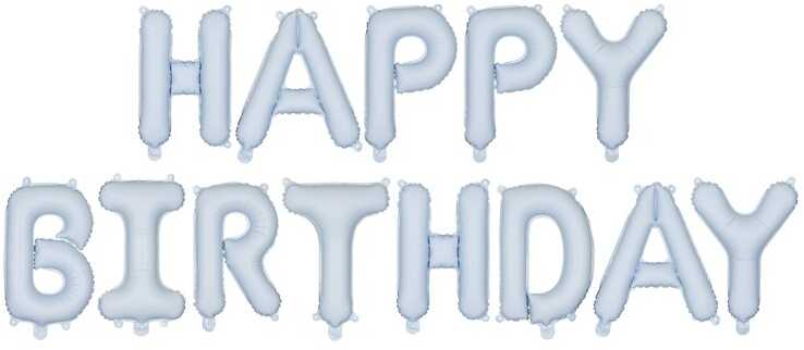 PartyDeco Folinis balionas Happ Birthday melsvas 340x35cm