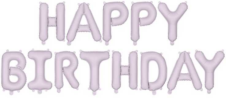 PartyDeco Folinis balionas Happ Birthday violetinis 340x35cm