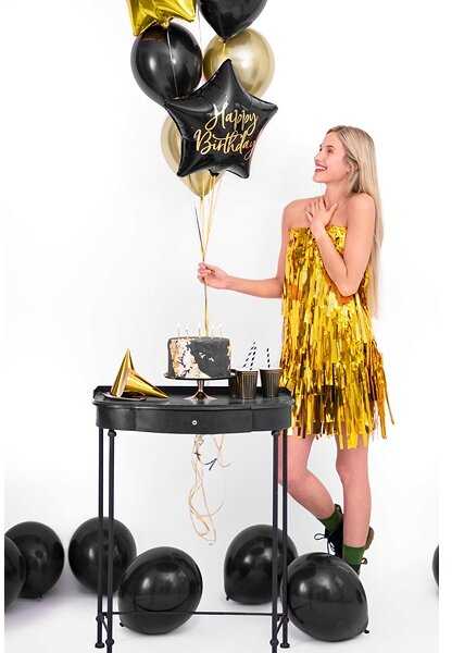 Party Deco PartyDeco Folinis balionas "Happy Birthday" 40cm juodas