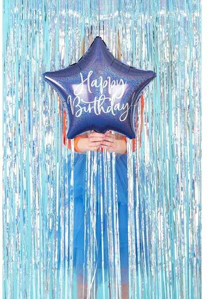 Party Deco PartyDeco Folinis balionas "Happy Birthday" 40cm mėlynas