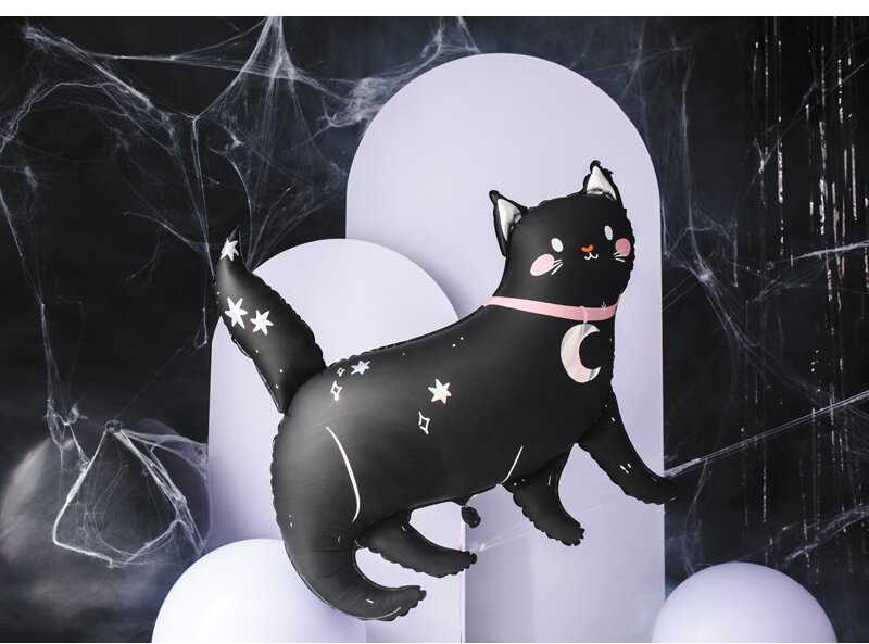 PartyDeco Folinis balionas Juodas katinas, 96x95 cm