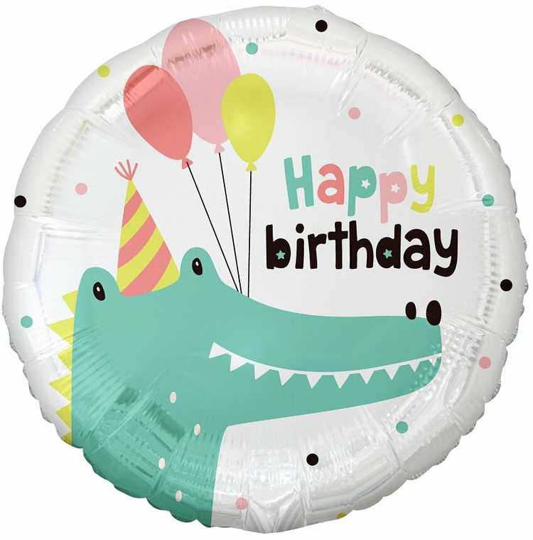 GoDan PartyDeco Folinis balionas Krokodiliukas, Happy birthday, 36cm