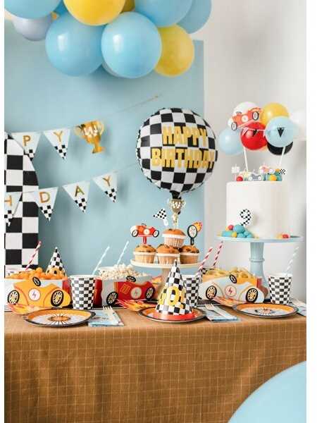 PartyDeco Folinis balionas Languota vėliava Happy Birthday, 45cm