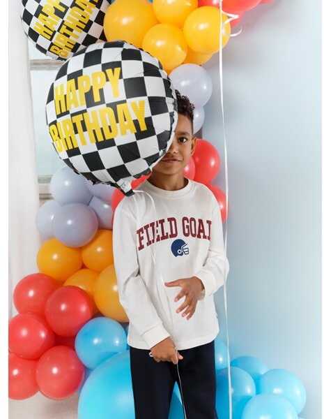 PartyDeco Folinis balionas Languota vėliava Happy Birthday, 45cm
