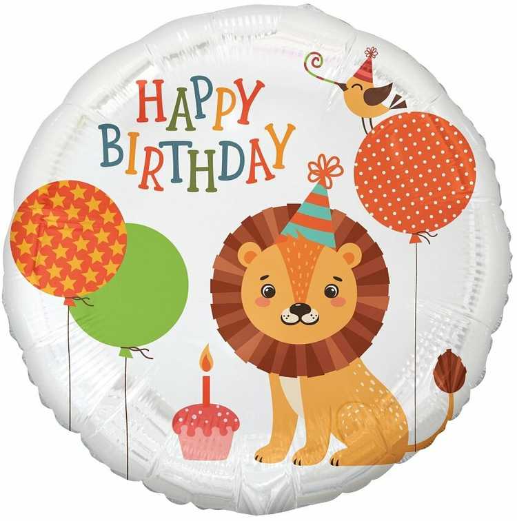 GoDan PartyDeco Folinis balionas Liūtukas, Happy birthday, 36cm