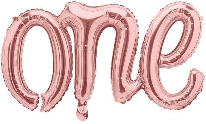 PartyDeco Folinis balionas "One" rožinio aukso
