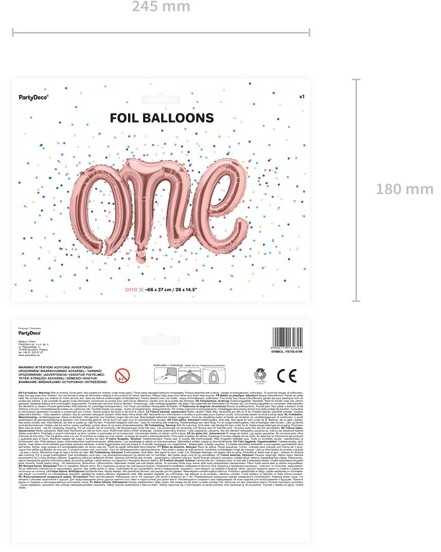 PartyDeco Folinis balionas "One" rožinio aukso