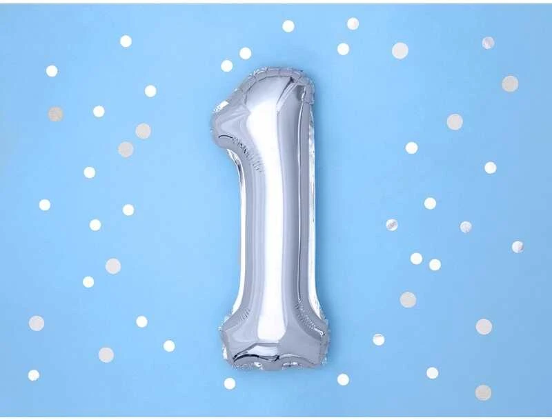PartyDeco Folinis balionas sidabrinis skaičius, 35 cm, Skaičius: 6