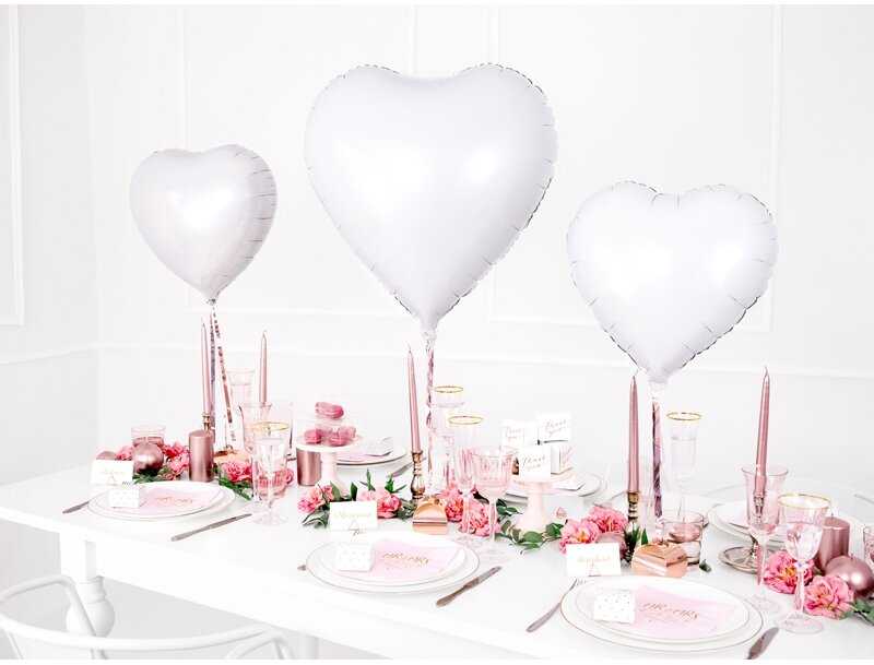 Party Deco PartyDeco Folinis balionas "Širdelė" baltas 60cm