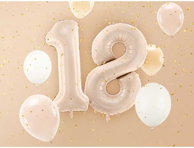 PartyDeco Folinis balionas skaičius 1, kreminis 72cm
