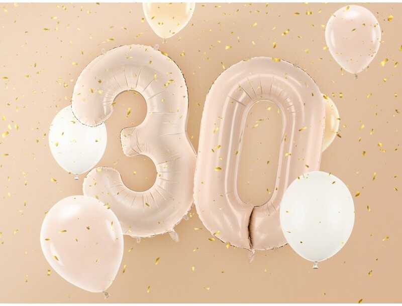 PartyDeco Folinis balionas skaičius 3, kreminis 72cm