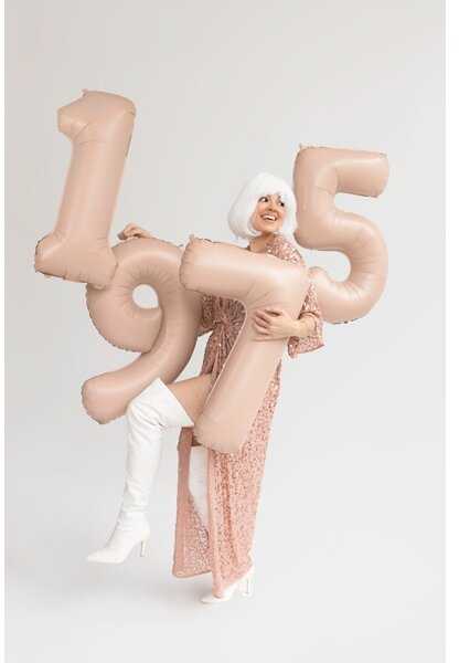 PartyDeco Folinis balionas skaičius 9, kreminis 72cm