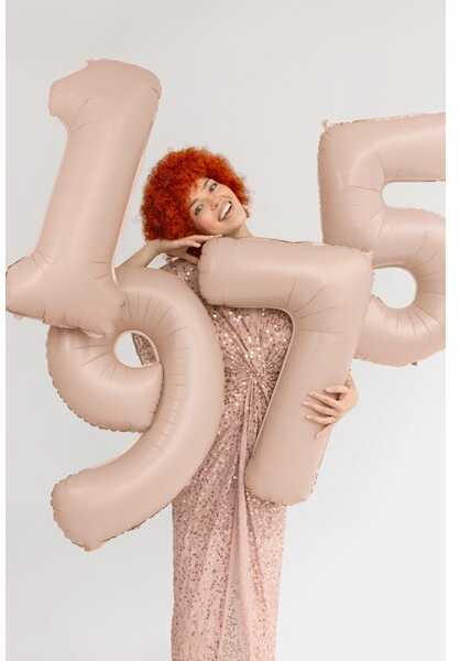 PartyDeco Folinis balionas skaičius 9, kreminis 72cm