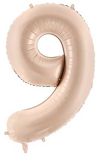 PartyDeco Folinis balionas skaičius 9, kreminis 72cm