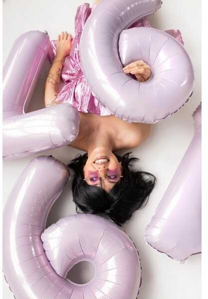 PartyDeco Folinis balionas skaičius 9, violetinis 72cm