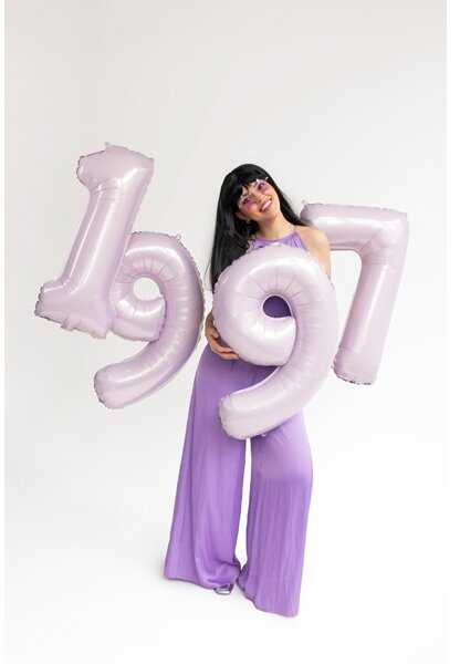PartyDeco Folinis balionas skaičius 9, violetinis 72cm