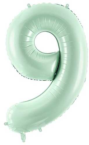 PartyDeco Folinis balionas skaičius 9, žalsvas 72cm