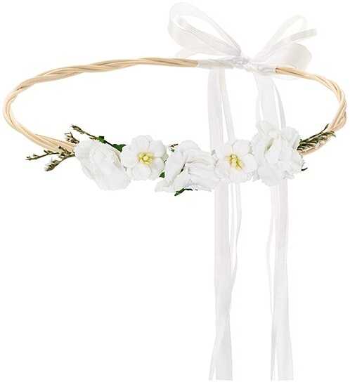 PartyDeco Gėlių karūnėlė, balta 18cm