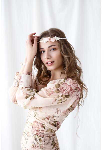 PartyDeco Gėlių karūnėlė, rausva 18cm