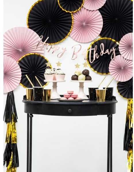PartyDeco Girlianda Happy Birthday rožinio aukso, 16.5x62cm
