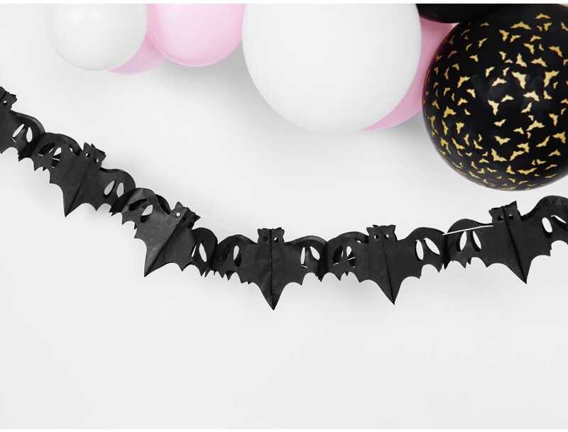 PartyDeco Girlianda juoda Šikšnosparniai, 4m
