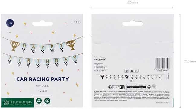 PartyDeco Girlianda Lenktynės